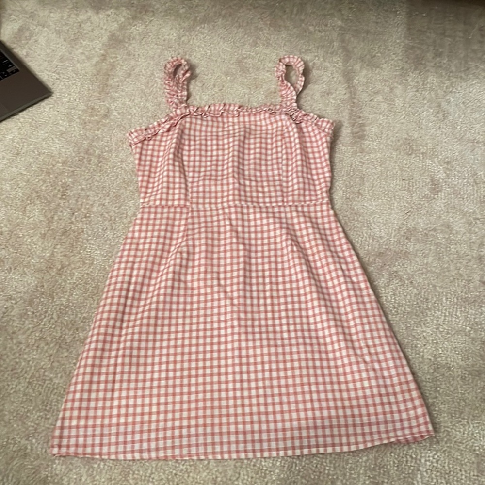 Lost + Wander Pink and White Mini Checkered Dress, Size XS